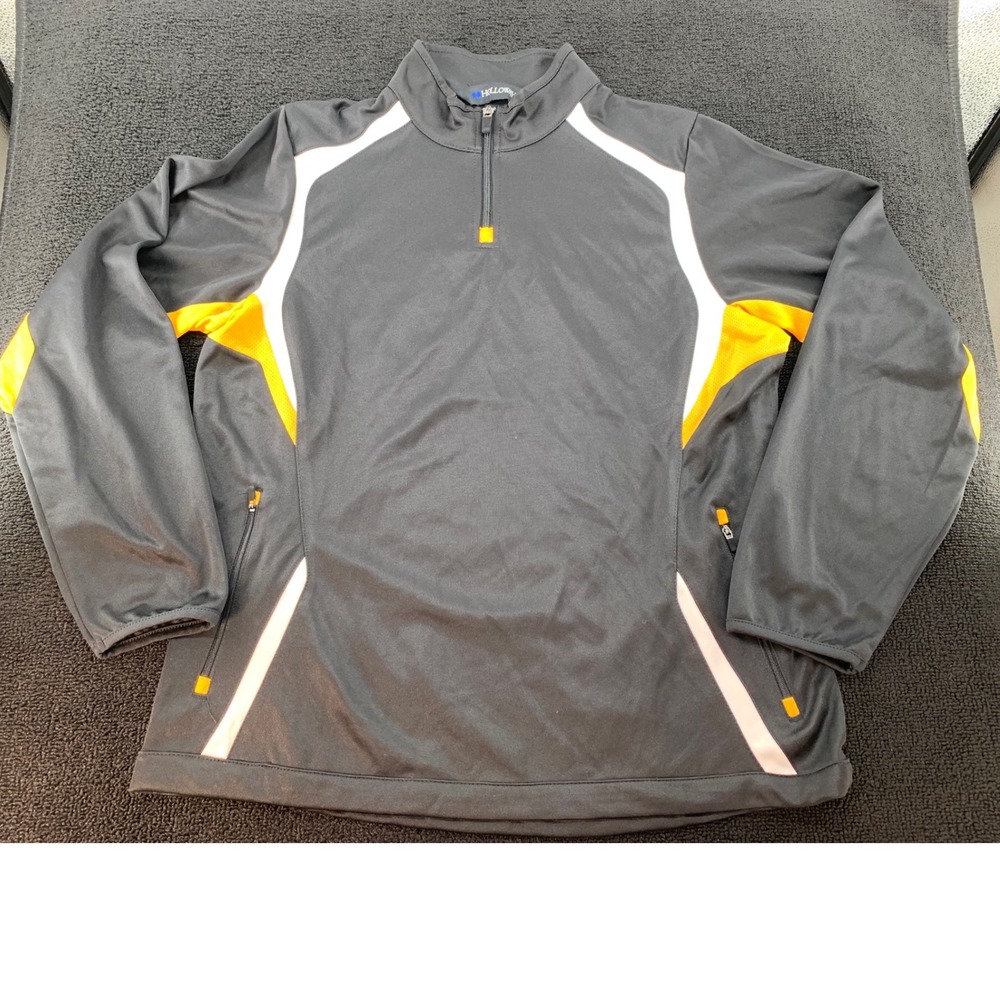 Holloway Ladies Quarter Zip Pullover Athletic Jacket Black Yellow White Size L